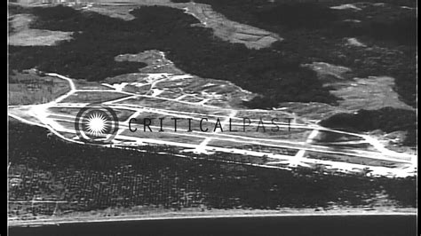 Henderson Field runway as seen from a B-17 bomber of US Air Force, Guadalcanal i...HD Stock ...