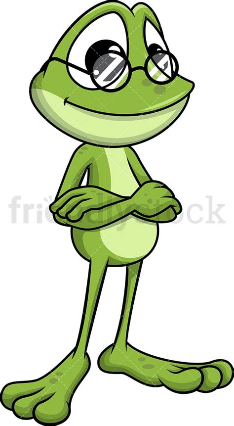 Nerdy Frog With Glasses Cartoon Vector Clipart - FriendlyStock