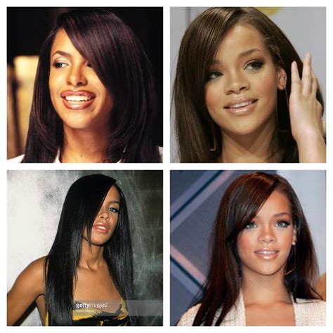 Aaliyah (1979-2001) vs Rihanna in 2005 - same hairstyle | Hairstyle ...