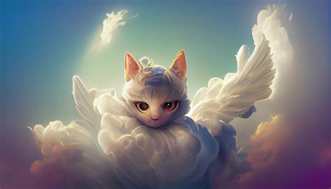 Premium AI Image | There is a cat that is flying in the sky with wings generative ai