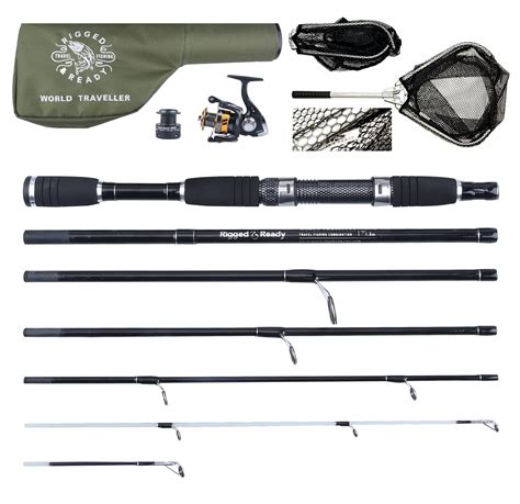 Buy World Traveller Travel Fishing Rod Reel & Case Set. Compact 6 Sections, 2 Tips. 215cm 7’ + 1 ...