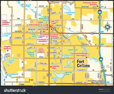 Fort Collins Colorado Area Map Stock Vector (Royalty Free) 139162061