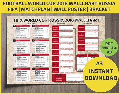 Wallchart FIFA 2018 World Cup Russia PDF / Printable/ Bracket | Etsy | World cup, Fifa ...