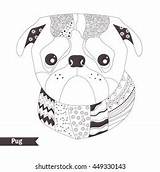 Pug Zentangle Style Coloring Book Adult Stock Vector Royalty Free  sketch template