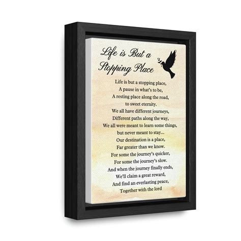 Custom Memorial Poem Canvas Wrap Life is but a Stopping Place Sympathy Gift Sympathy Wall Sign ...