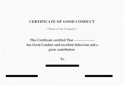 ? Free Printable Certificate of Good Conduct Templates? | Certificate Of