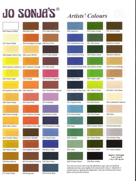 Jo Sonja color Chart | Colorful paintings acrylic, Color mixing chart, Paint color chart