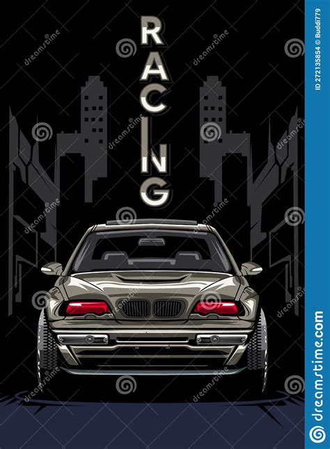 Sports Car Vector Template in with Buildings Background. Stock Vector ...