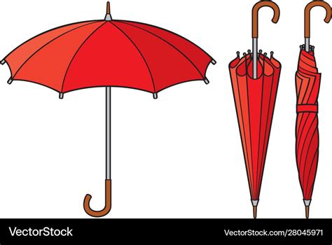 Closed and opened umbrella set Royalty Free Vector Image