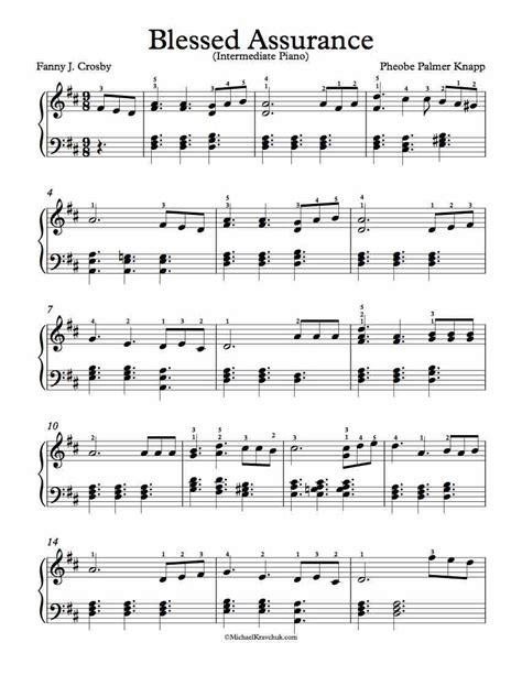 Intermediate Difficulty Piano Arrangement of Blessed Assurance ...