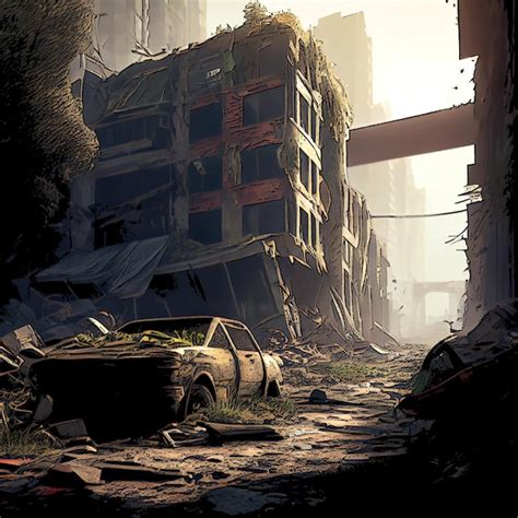 Premium Photo | Apocalyptic world Destroyed city illustration Zombie ...