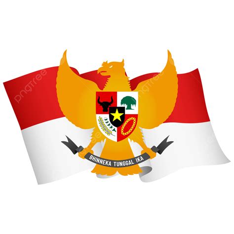 Lambang Negara Indonesia Dengan Bendera Merah Putih Vektor, Lambang ...