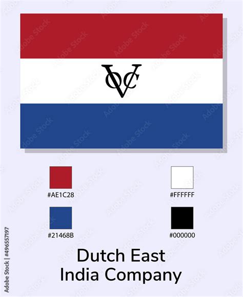 Vector Illustration of Dutch East India Company flag isolated on light blue background ...