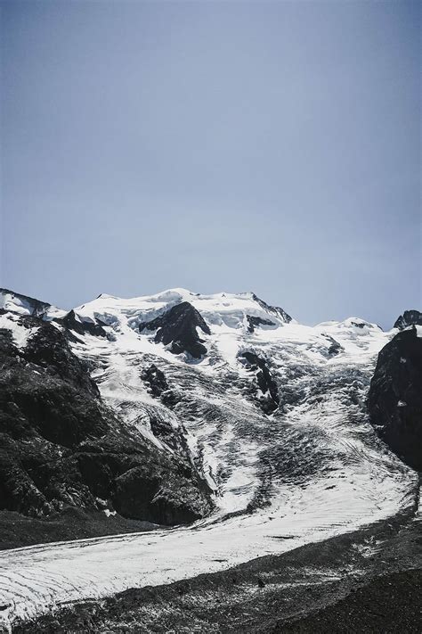 HD wallpaper: black mountain covered by snow during daytime, mountain covered with snow during ...