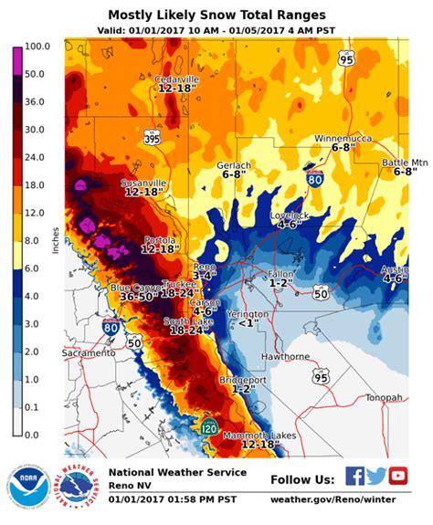 NOAA: 34-56" of Snow Forecast for Lake Tahoe, CA/NV Next 3-Days ...