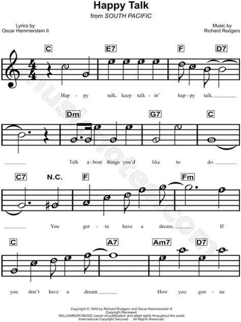 "Happy Talk" from 'South Pacific' Sheet Music for Beginners in C Major - Download & Print - SKU ...