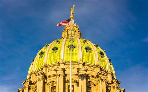 Evening Light on the Dome of the Pennsylvania State Capitol in H Stock ...