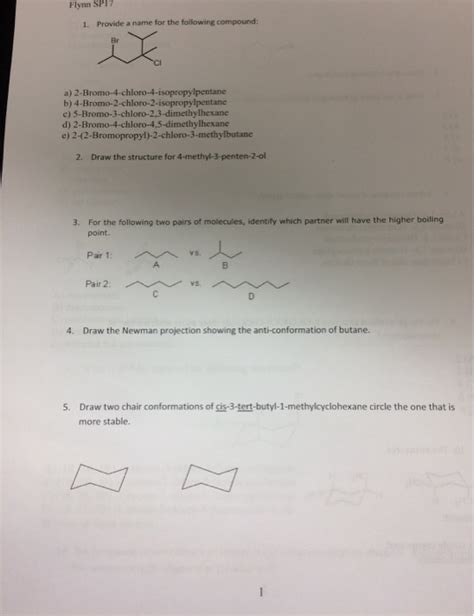 Provide A Name For The Following Compound: A) 2-Br... | Chegg.com