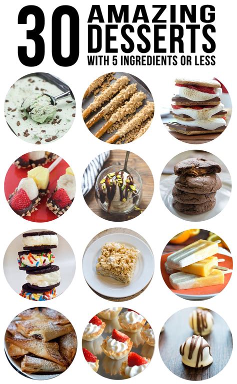 30 Desserts with 5 Ingredients or Less | Dessert recipes, Desserts with few ingredients, Fun ...