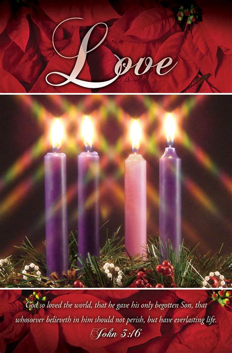 Love Advent Wreath Regular Size Bulletin - Pack of | Cokesbury