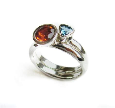 Citrine and blue topaz rings. - Carol Clift Jewellery