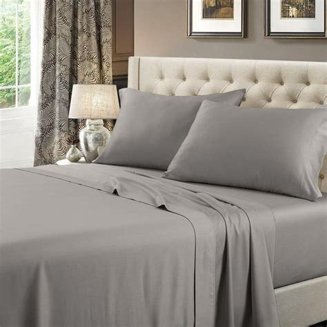 Luxury Extra Deep 22 Inch Pocket Sheet Sets 100% Cotton 600 Thread Count Queen Size -Gray ...