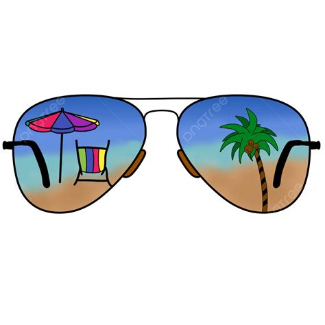 Sunglasses Reflection Clipart Transparent PNG Hd, Summer Sunglasses Sunglasses Beach Reflection ...