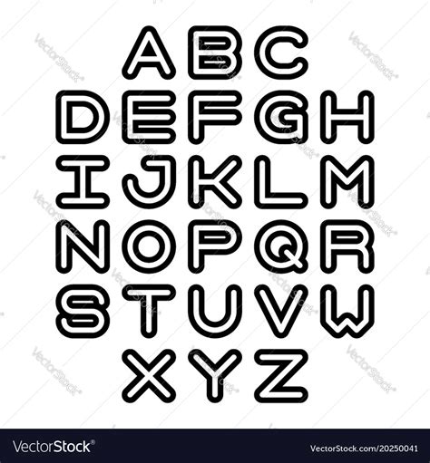 Outline font and alphabet Royalty Free Vector Image