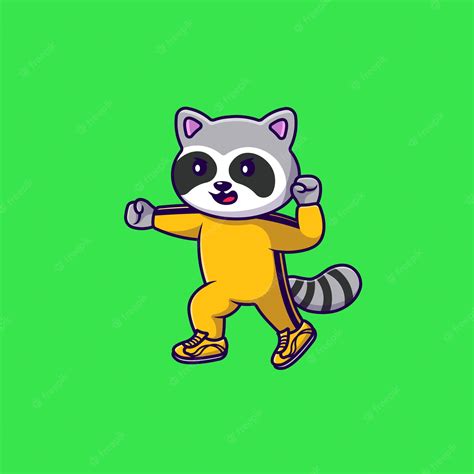 Premium Vector | Cute raccoon karate cartoon vector icons illustration.