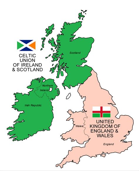 Theoretical map of the "Celtic Union of Ireland & Scotland" (If Scotland & Northern Ireland were ...