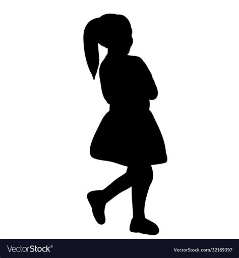 Black silhouette a little girl walking Royalty Free Vector