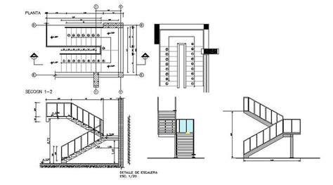 some drawings showing the steps and railings in different sections, including one with an open door