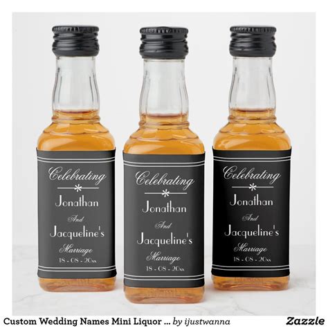 Custom Wedding Names Mini Liquor Bottle Labels | Zazzle | Mini liquor bottles, Liquor bottle ...