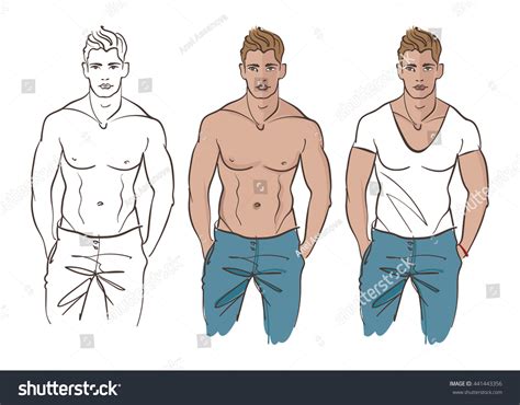 Handsome Muscular Male Model Nice Abs Stock Vector (Royalty Free ...