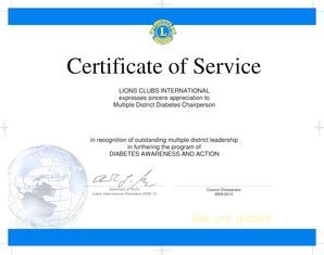 Certificate Of Service - Lions Clubs International - Lionsclubs - Fill and Sign Printable ...