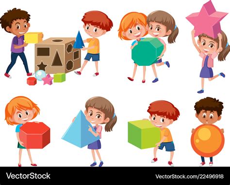 Children with math shape Royalty Free Vector Image