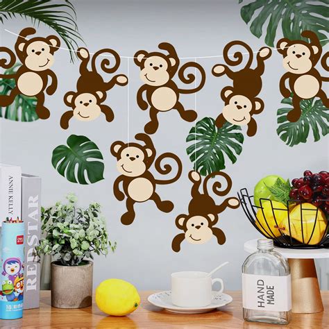 Buy Qunclay Monkey Cutouts Jungle Party Decorations Monkeys Birthday ...