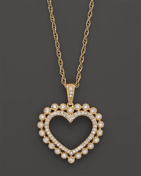 Diamond Heart Pendant Necklace in 14K Yellow Gold, 0.35 ct. tw ...