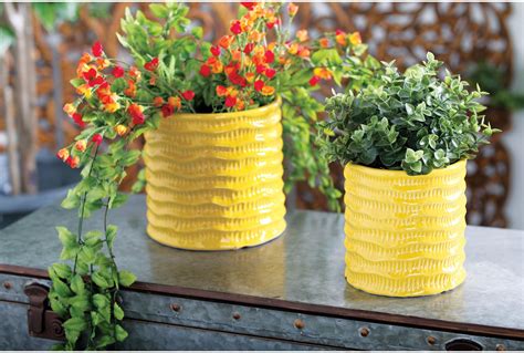 Outdoor Set Of 3 Yellow Planters in 2021 | Yellow planter, Porcelain planter, Yellow ceramics