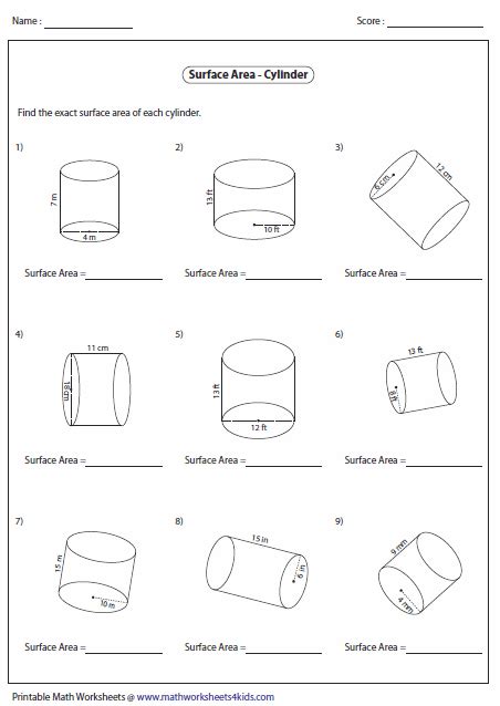 Surface Area Worksheet With Answers