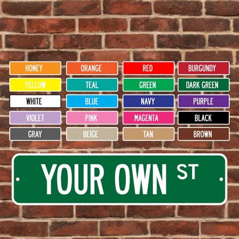 Custom Color Metal Street Sign Custom Name Your Text Street - Etsy