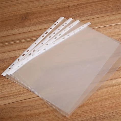 100pcs A4 Transparent 11 Hole Paper Cover Loose Leaf Protect Bag Paper Cover bag ultra thin and ...