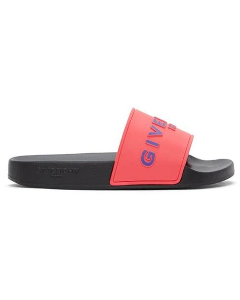 Givenchy Pink Logo Slides in Black | Lyst