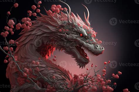 Chinese dragon fantasy background, Asian and Eastern mythological creature, Illustration for ...