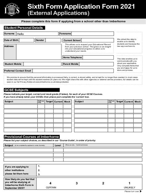 Fillable Online External Applications to Sixth Form Fax Email Print - pdfFiller