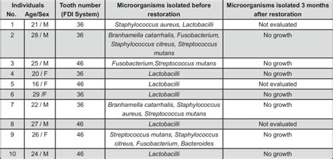 Microorganisms present in carious dentin before and after 3 months of... | Download Scientific ...