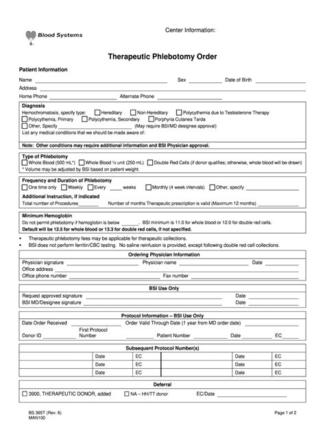 Therapeutic Phlebotomy Form Pdf - Fill Online, Printable, Fillable ...