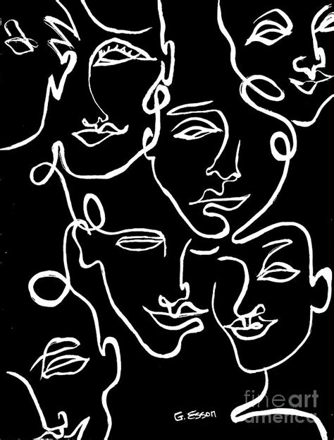 Black and White Abstract Faces Painting by Genevieve Esson - Pixels