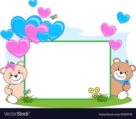 Teddy bear with heart frame Royalty Free Vector Image