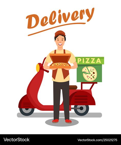 Pizza delivery man cartoon Royalty Free Vector Image